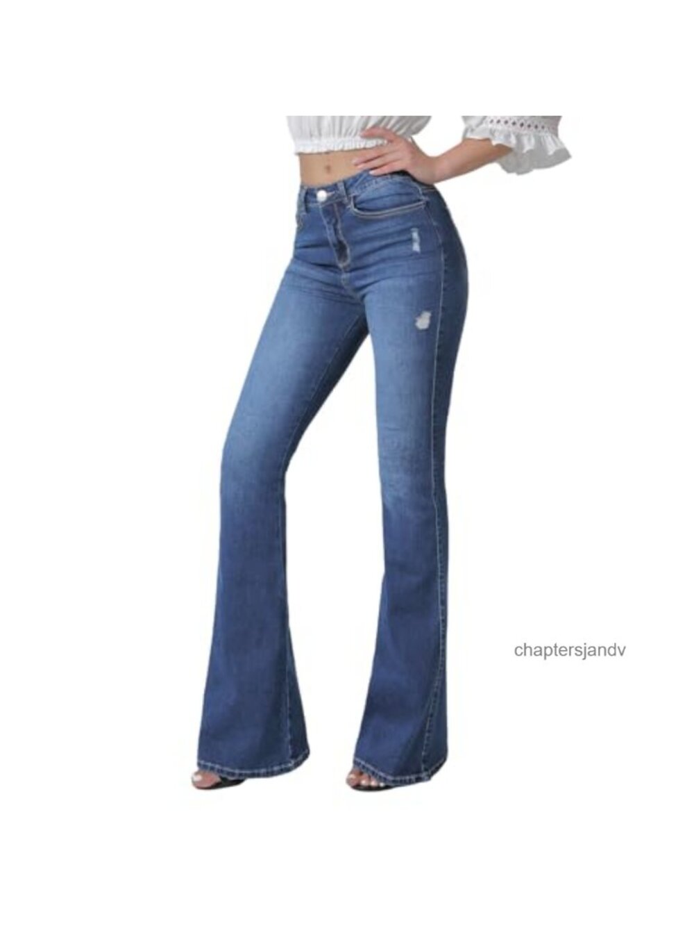 Women's High Waisted Flare Bell Bottom Jeans Stretchy Denim Wide Leg Pants
